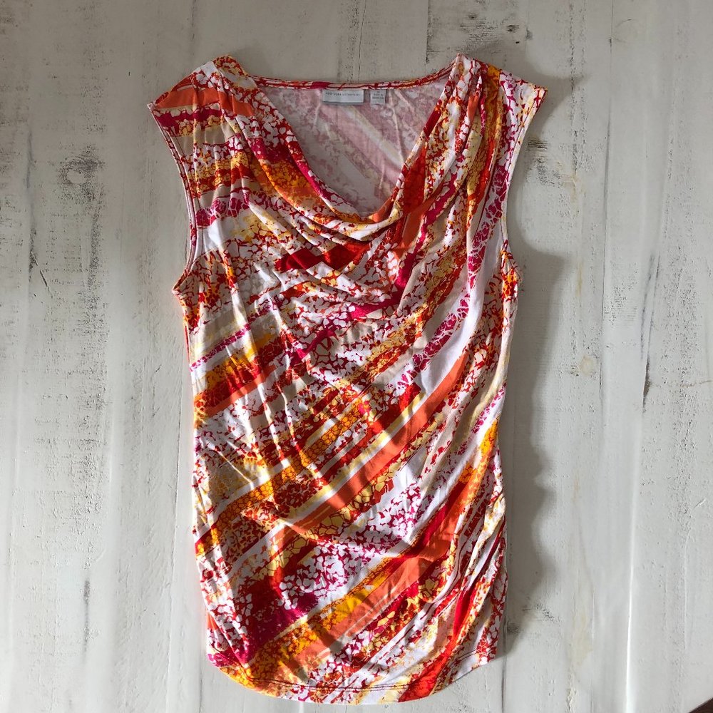 New York & Company Draped Neck, Sleeveless Top, M